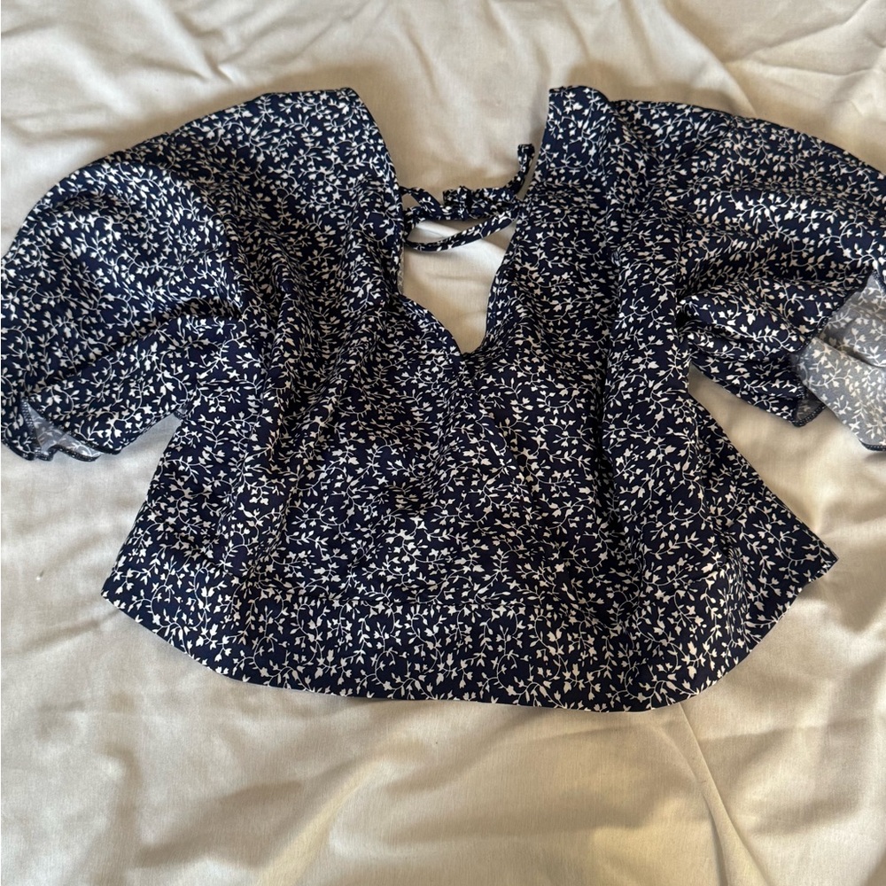 Navy Floral Women's Top
